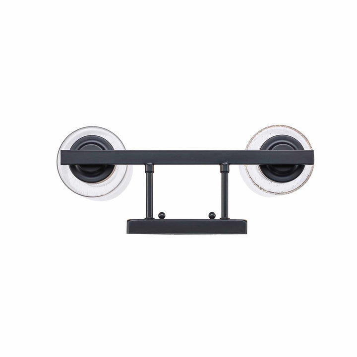 Trans Globe Mod Pod 2-Light Glass Drum Shaded Vanity Bar Double Disk - Black