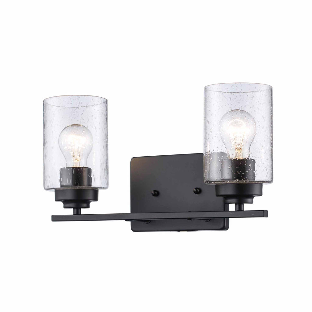 Trans Globe Mod Pod 2-Light Glass Drum Shaded Vanity Bar Double Disk - Black