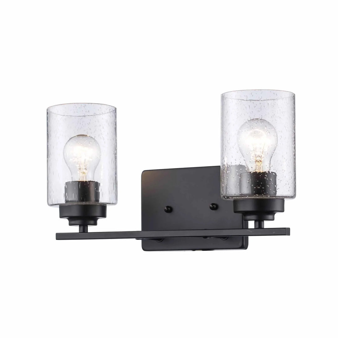 Trans Globe Mod Pod 2-Light Glass Drum Shaded Vanity Bar Double Disk - Black
