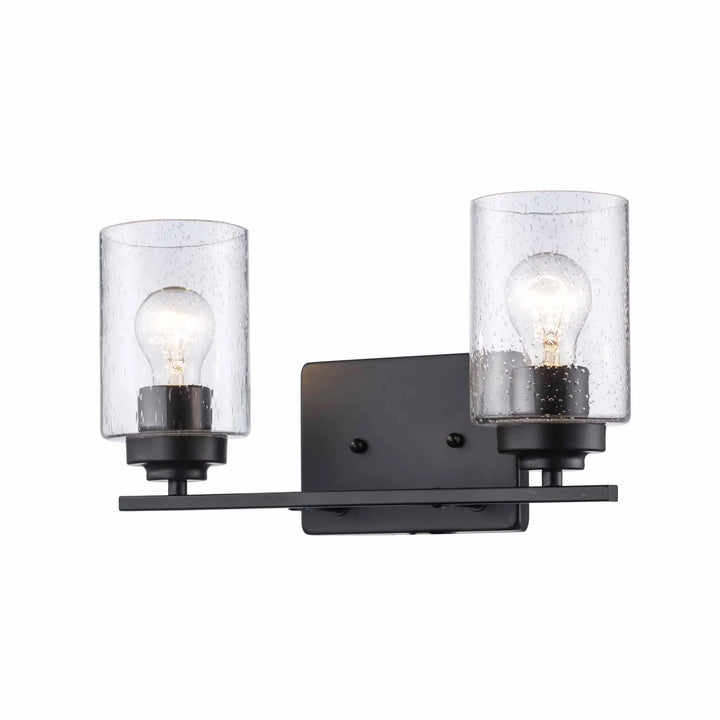 Trans Globe Mod Pod 2-Light Glass Drum Shaded Vanity Bar Double Disk - Black