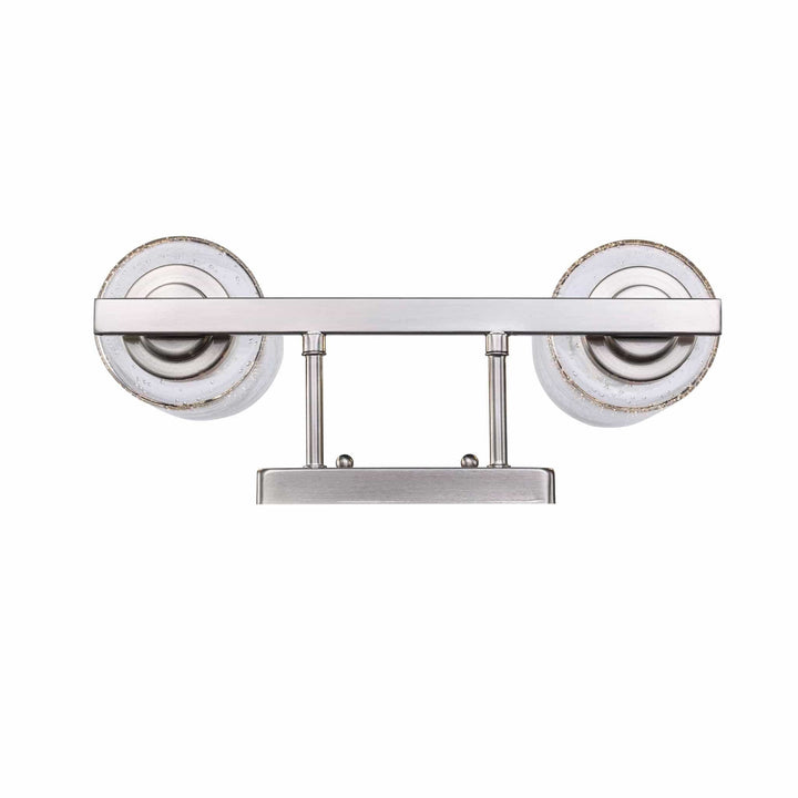 Trans Globe Mod Pod 2-Light Glass Drum Shaded Vanity Bar Double Disk - Brushed Nickel