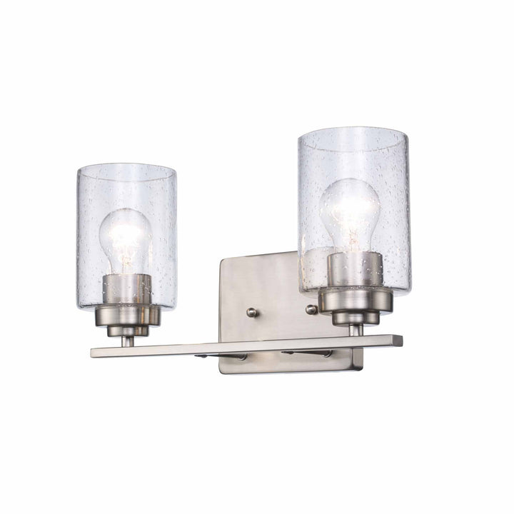 Trans Globe Mod Pod 2-Light Glass Drum Shaded Vanity Bar Double Disk - Brushed Nickel