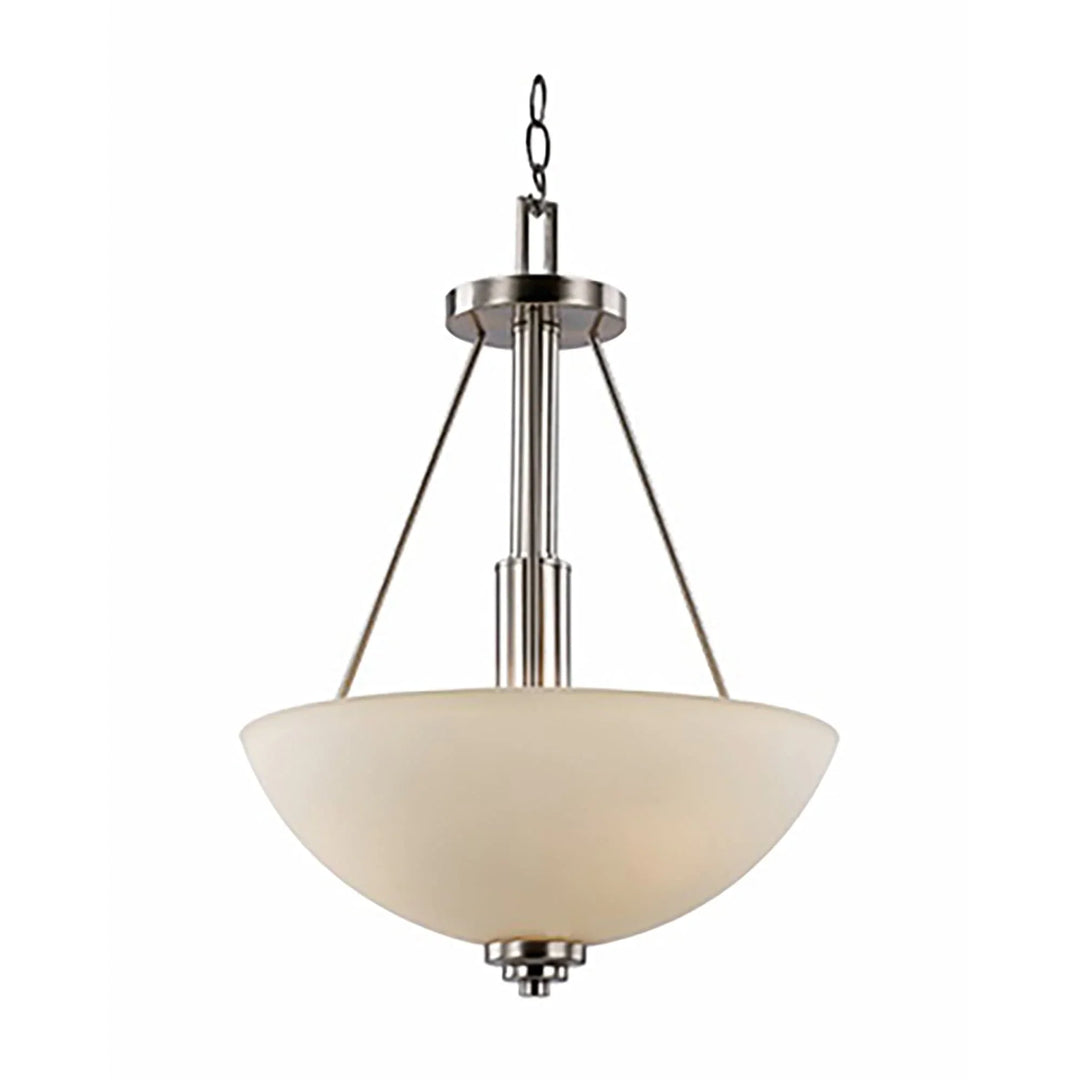 Pendant ceiling light with frosted glass bowl and brushed nickel finish for modern interior lighting