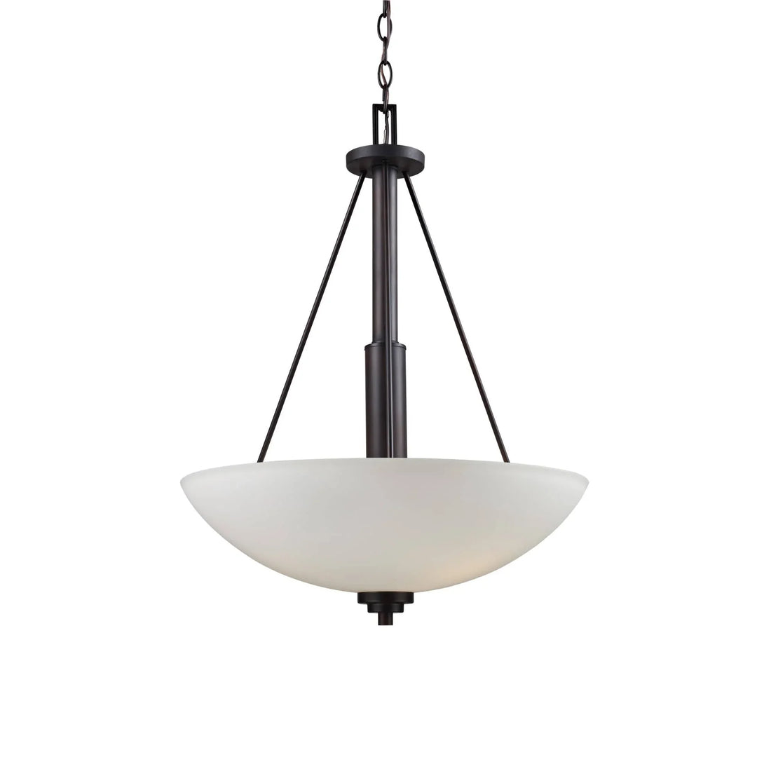 Modern glass bowl pendant light with oil rubbed bronze finish for kitchen or dining room