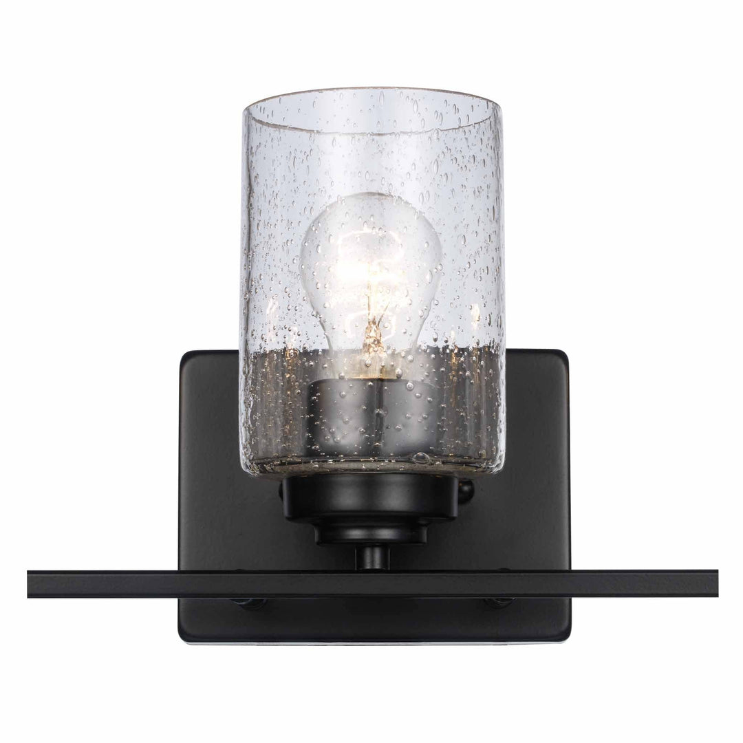 Trans Globe Mod Pod 3-Light Glass Drum Shaded Vanity Bar Double Disk - Black