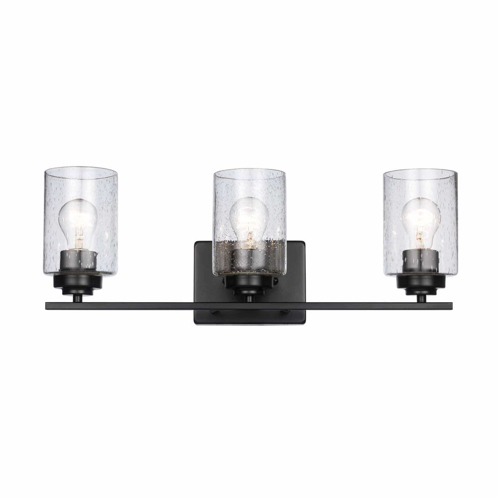 Trans Globe Mod Pod 3-Light Glass Drum Shaded Vanity Bar Double Disk - Black