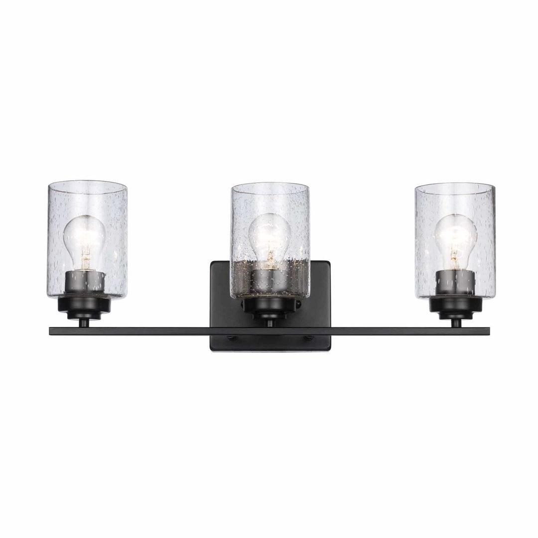 Trans Globe Mod Pod 3-Light Glass Drum Shaded Vanity Bar Double Disk - Black