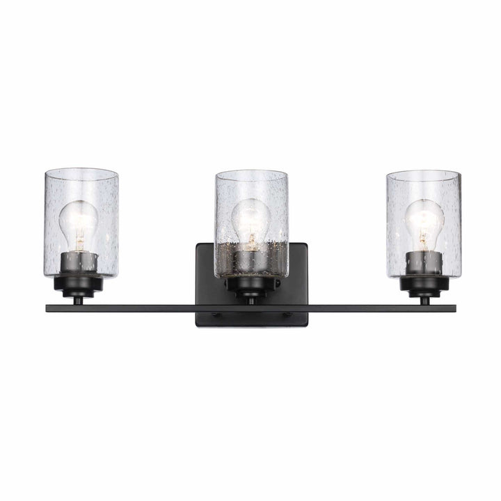 Trans Globe Mod Pod 3-Light Glass Drum Shaded Vanity Bar Double Disk - Black