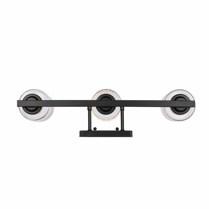 Trans Globe Mod Pod 3-Light Glass Drum Shaded Vanity Bar Double Disk - Black