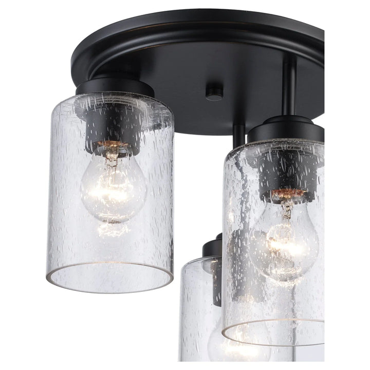 Flush mount ceiling light with three clear glass shades for modern indoor home lighting