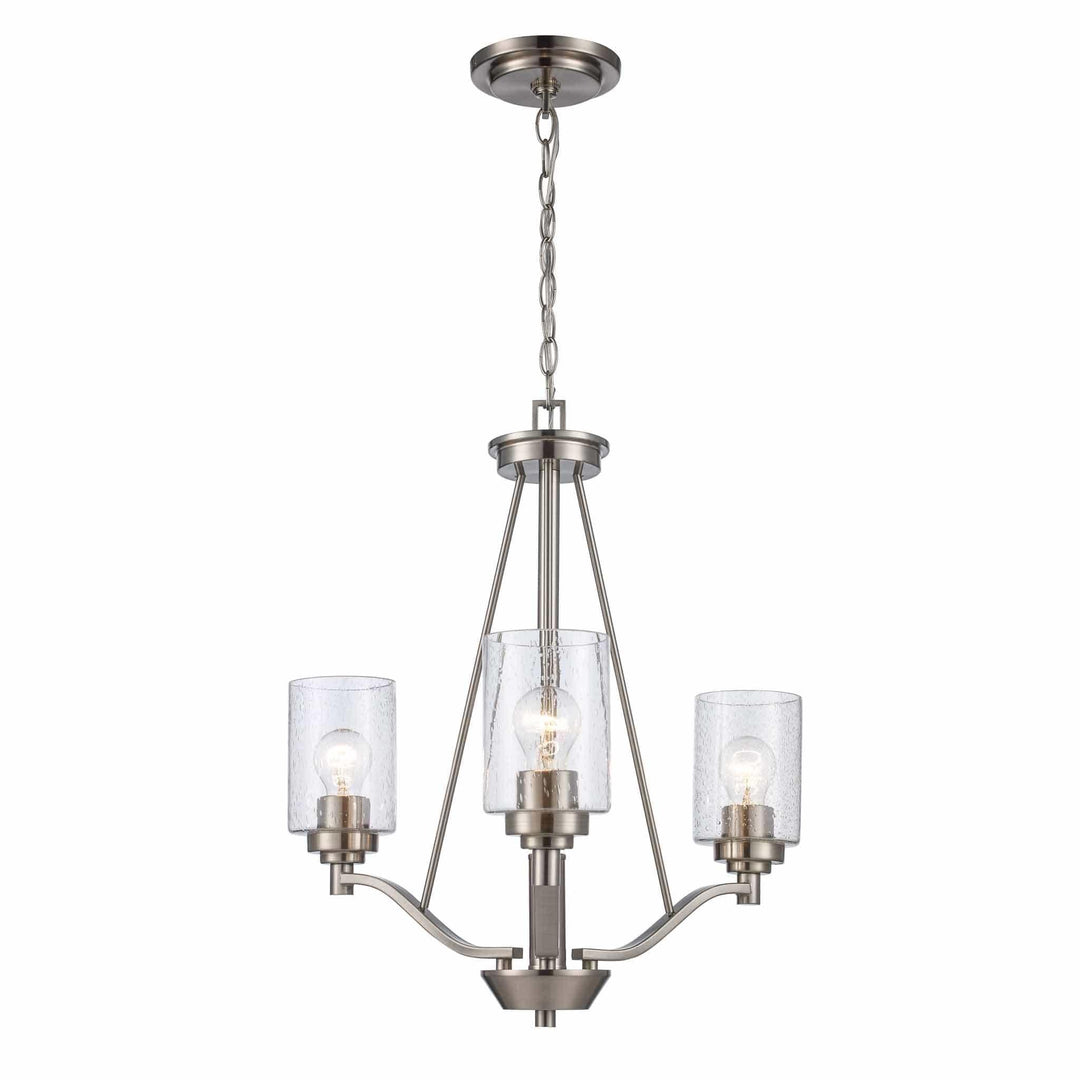 Brushed nickel 3-light pendant chandelier with clear glass shades for modern home lighting