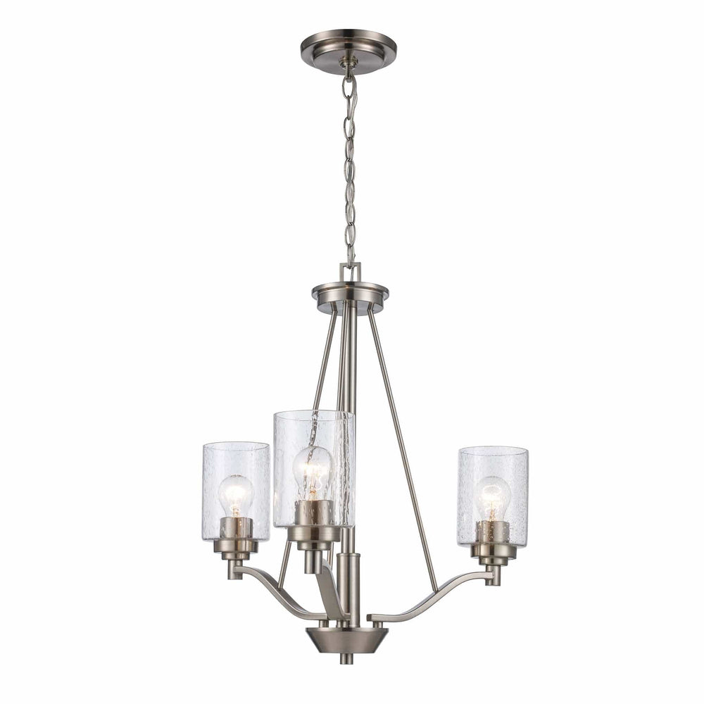 Trans Globe Mod Pod 3-Light Single Tier Glass Shaded Double Disk - Brushed Nickel