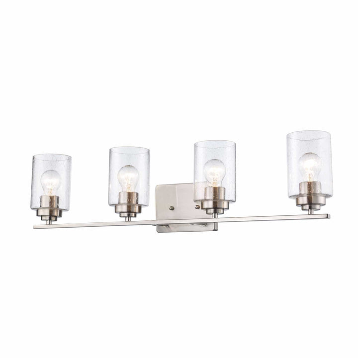 Trans Globe Mod Pod 4-Light Glass Drum Shaded Vanity Bar Double Disk - Brushed Nickel