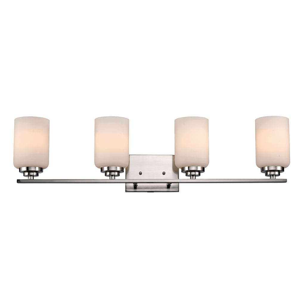 Trans Globe Mod Pod 4-Light Glass Drum Shaded Vanity Bar Double Disk - Polished Chrome