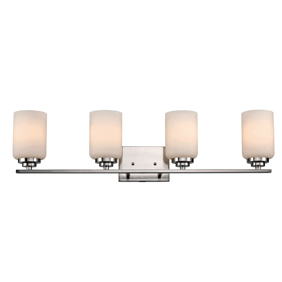 Trans Globe Mod Pod 4-Light Glass Drum Shaded Vanity Bar Double Disk - Polished Chrome