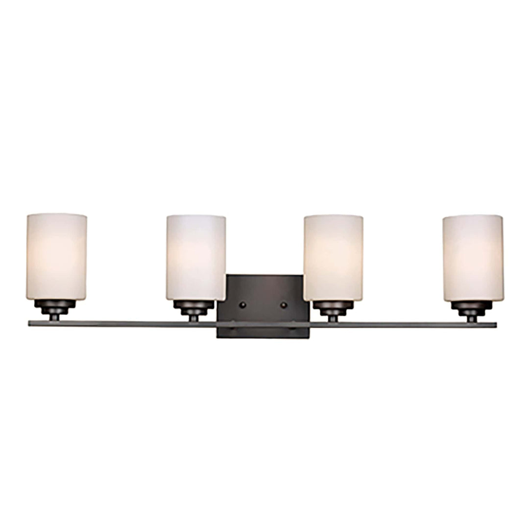 Trans Globe Mod Pod 4-Light Glass Drum Shaded Vanity Bar Double Disk - Rubbed Oil Bronze