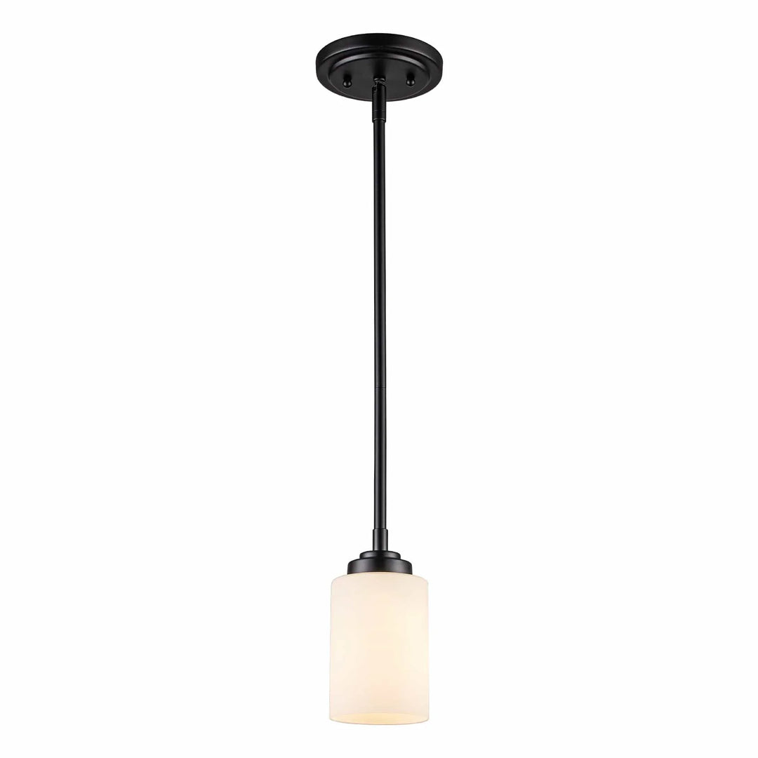 Mini glass drum pendant light with black finish for modern indoor kitchen or dining room lighting