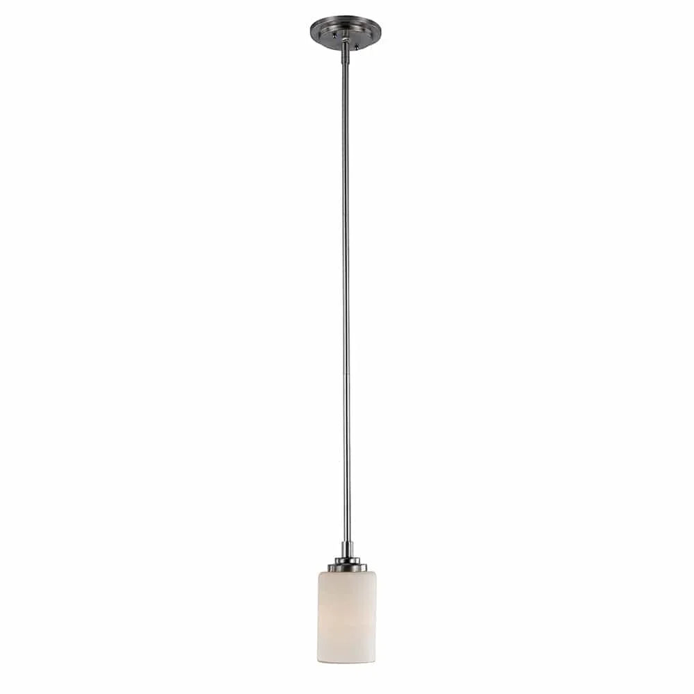 Mini glass drum pendant light with polished chrome finish for modern indoor dining or kitchen lighting