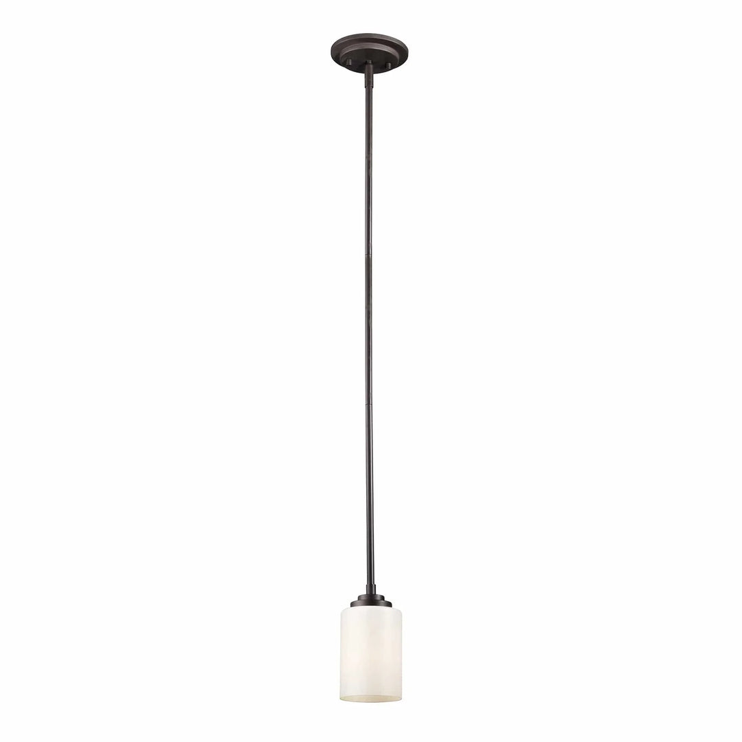Mini glass drum pendant light with oil rubbed bronze finish for indoor kitchen or dining lighting