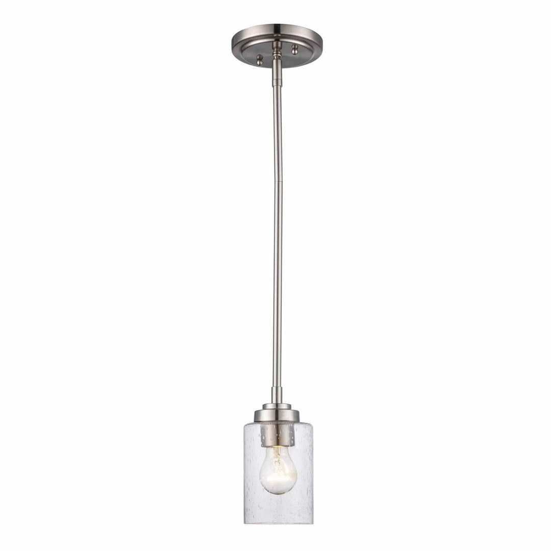 Mini glass drum pendant light with brushed nickel finish for modern indoor ceiling lighting