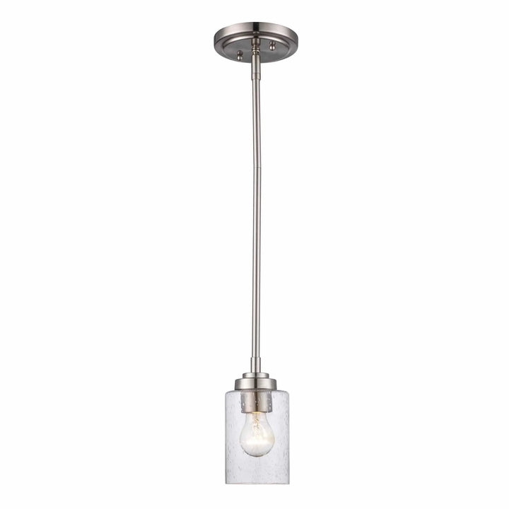 Mini glass drum pendant light with brushed nickel finish for modern indoor ceiling lighting