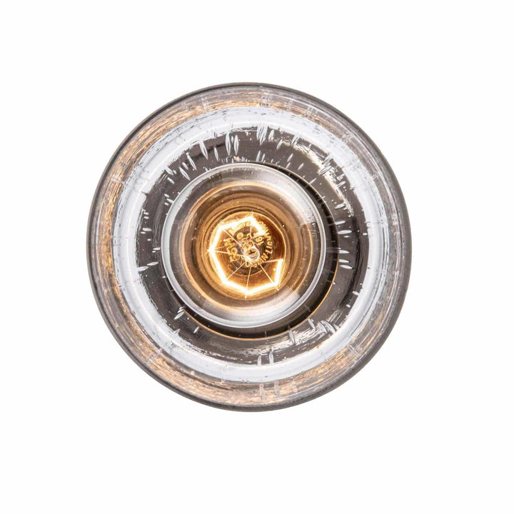 Glass drum ceiling light with brushed nickel finish for modern indoor commercial or residential lighting
