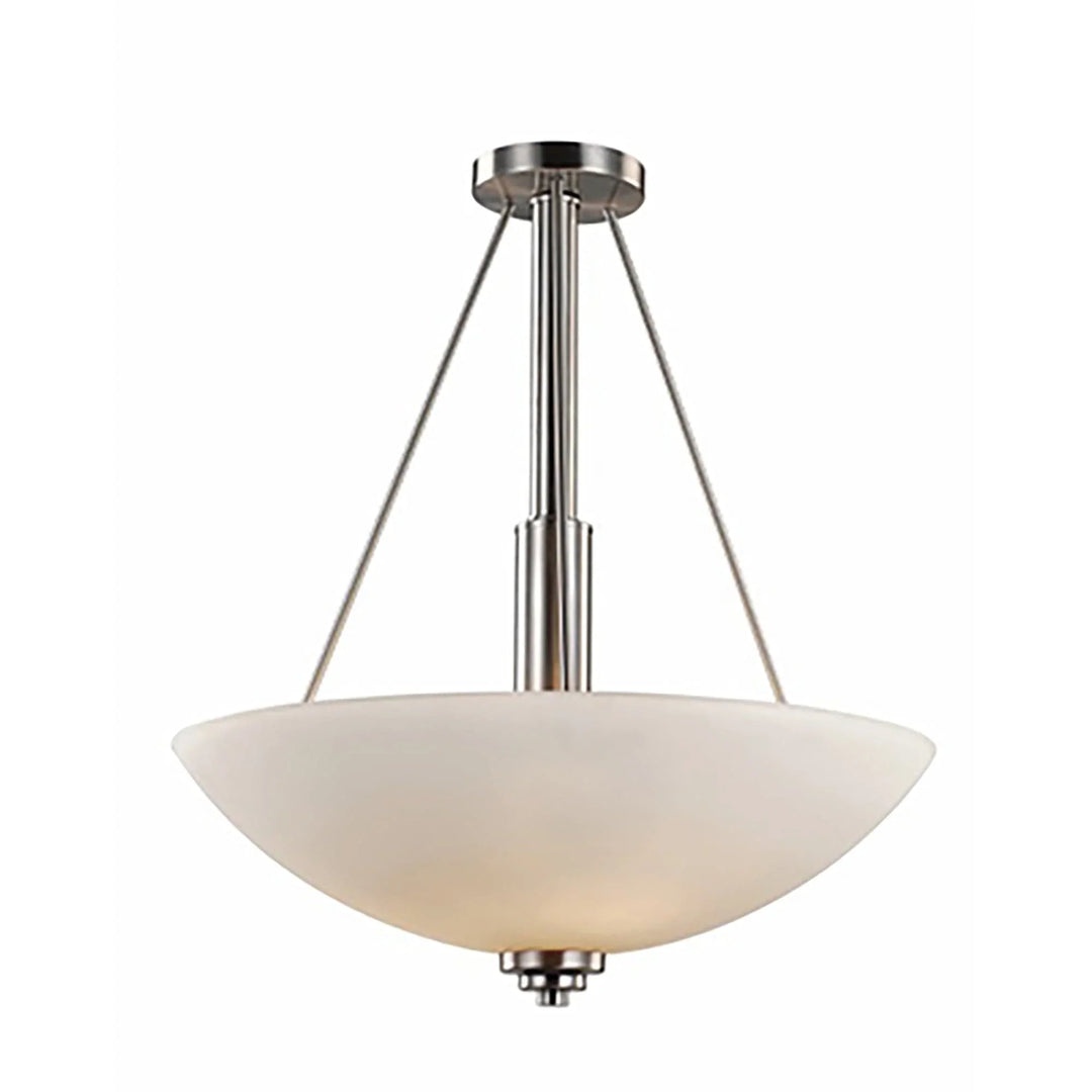 Transitional indoor pendant light with brushed nickel finish for modern living room or dining area