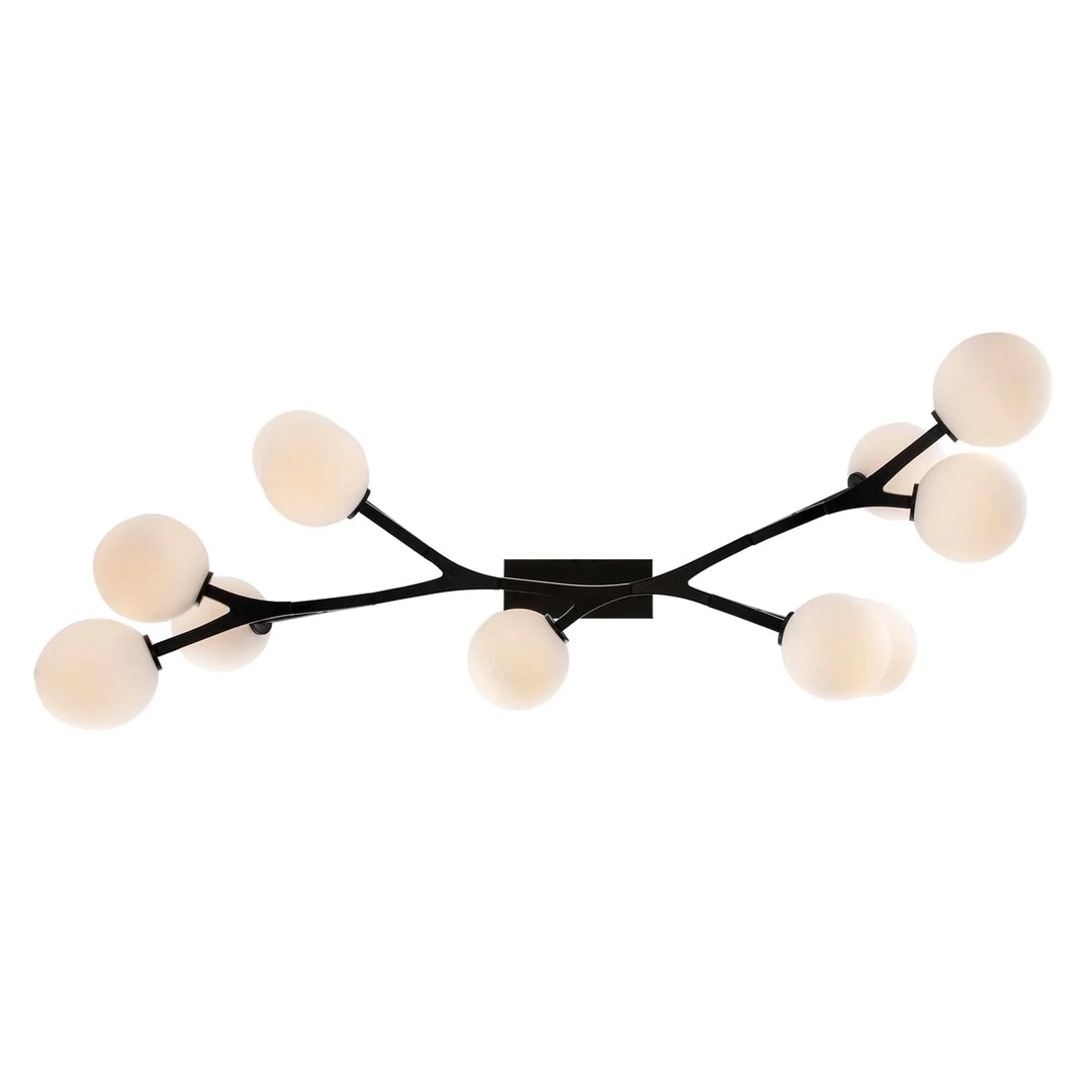 Modern 11-light black pendant chandelier with angled arms for contemporary living room lighting