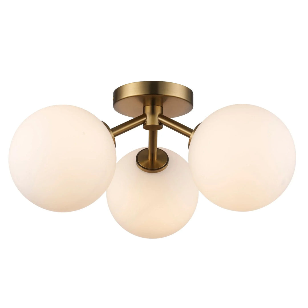Trans Globe Modern 3-Light Haskell Flush Mount Globes - Antique Gold