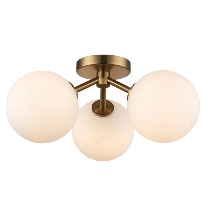 Trans Globe Modern 3-Light Haskell Flush Mount Globes - Antique Gold