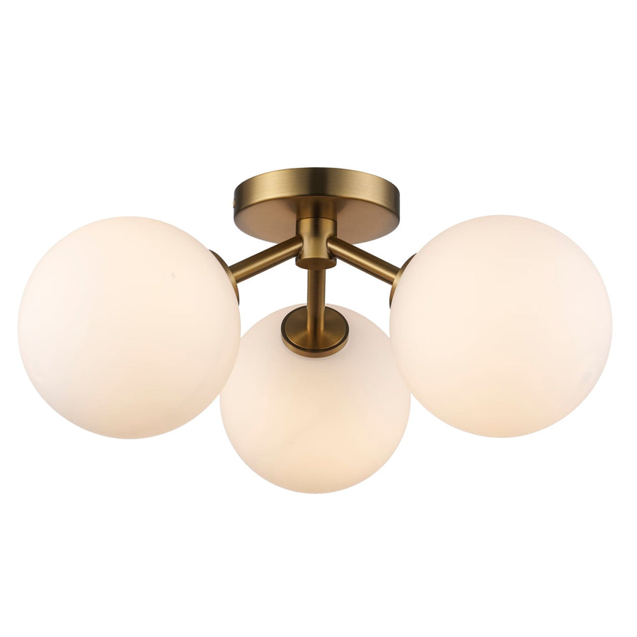 Trans Globe Modern 3-Light Haskell Flush Mount Globes - Antique Gold