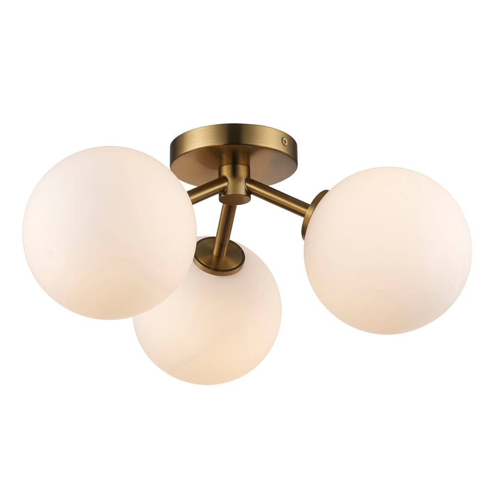 Trans Globe Modern 3-Light Haskell Flush Mount Globes - Antique Gold