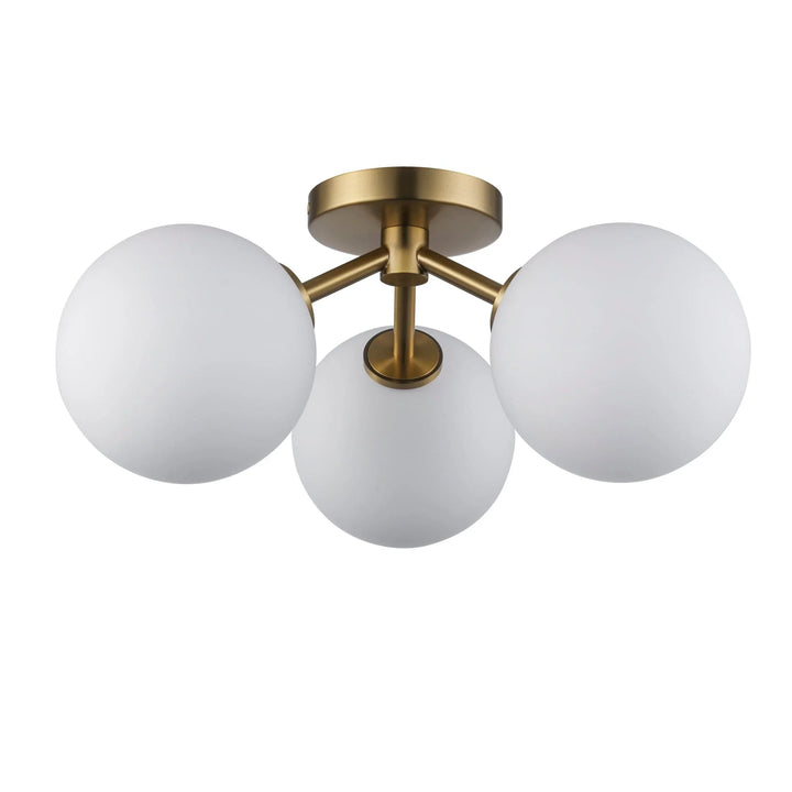 Trans Globe Modern 3-Light Haskell Flush Mount Globes - Antique Gold
