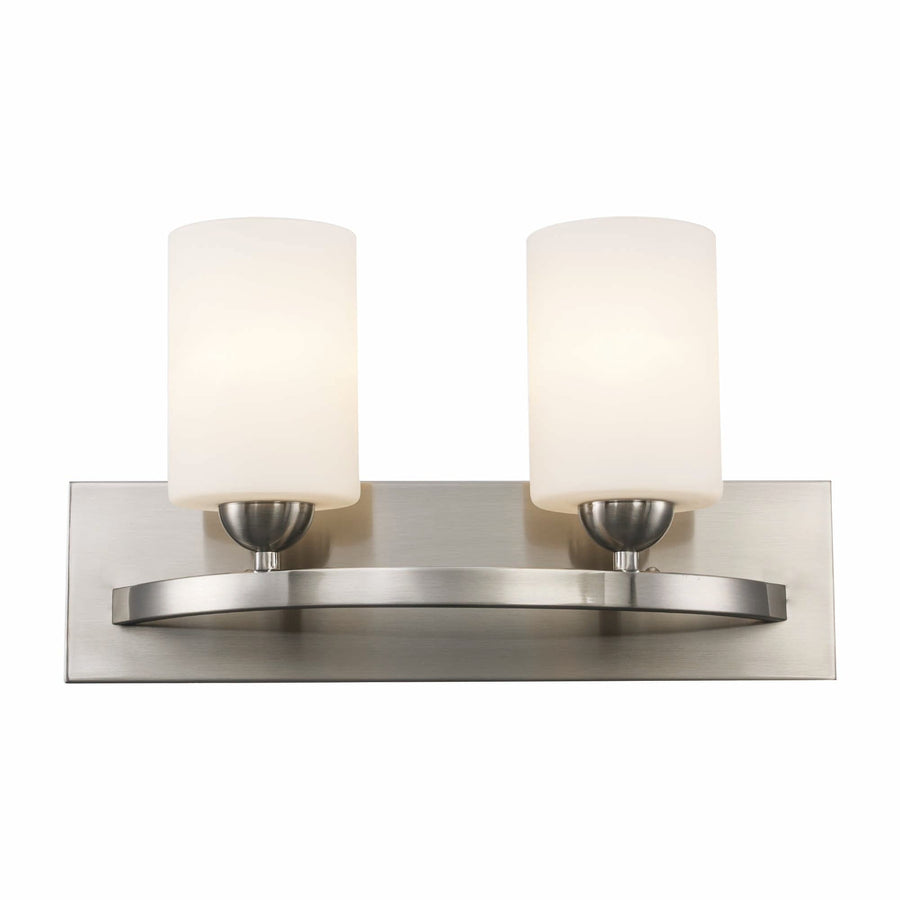 Trans Globe Moonlight 2-Light Frosted Glass Armed Vanity Wall Light - Brushed Nickel