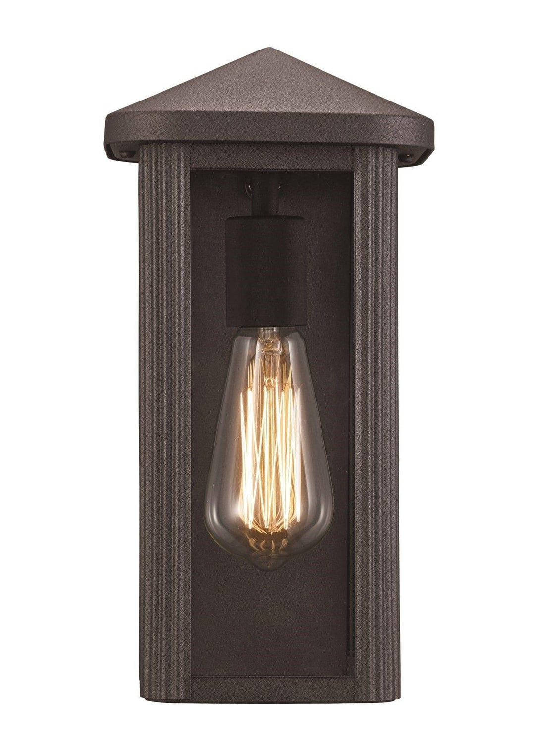 Trans Globe Moorefield Set of Two Outdoor Vertical Glass and Metal Wall Lights - Black