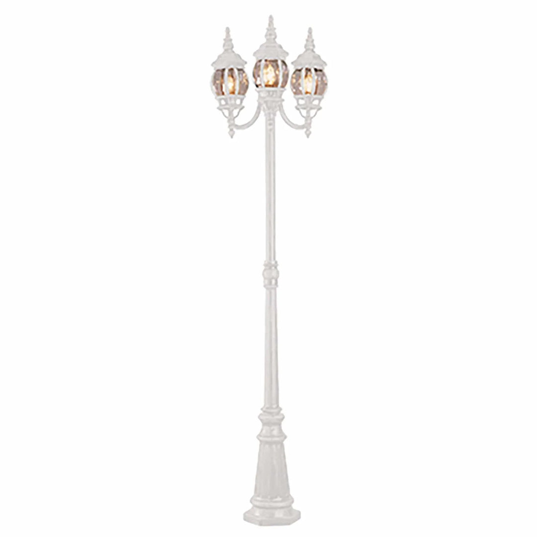 Trans Globe Parkway 91.5-In. 3-Light, 3-Lantern Heads Complete Outdoor Pole Light Set - White