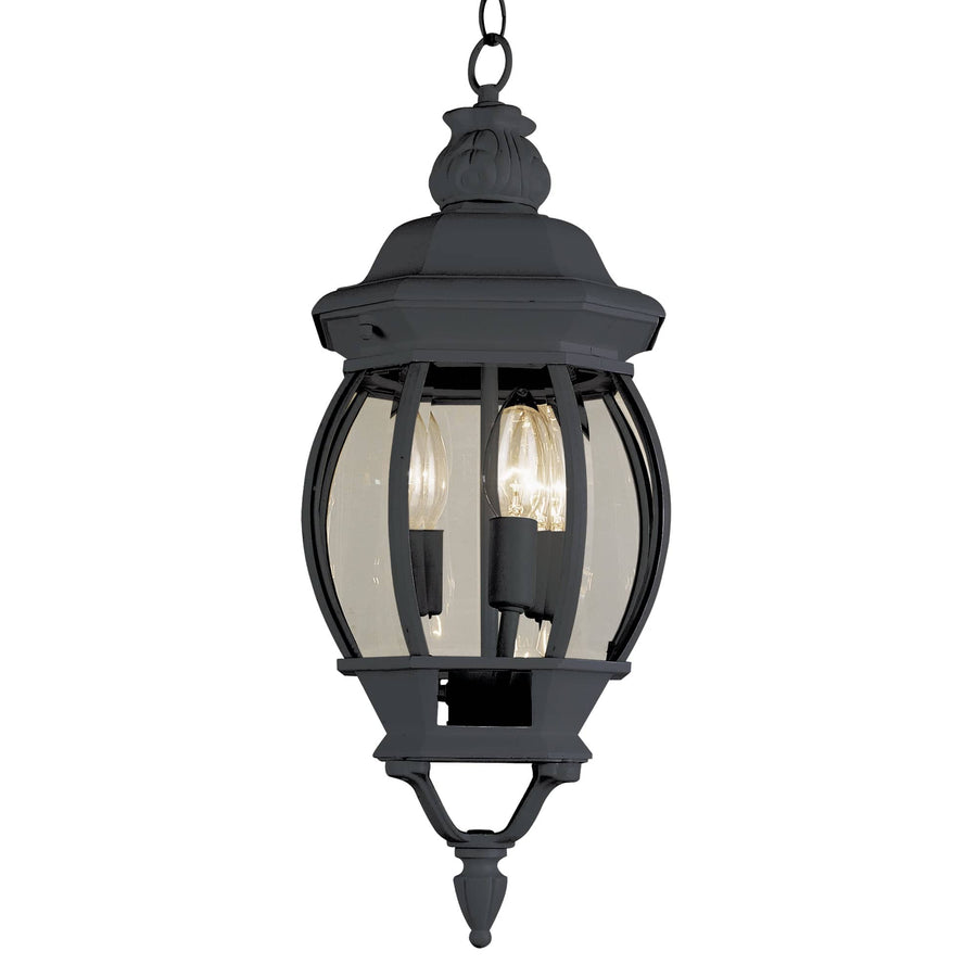 Trans Globe Parsons 3-Light Traditional French-inspired Outdoor Hanging Lantern Pendant with Chain - Black