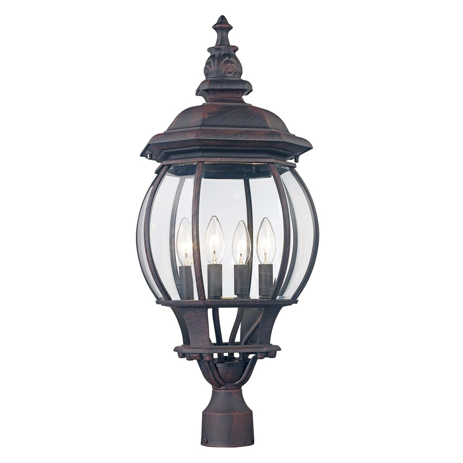 Trans Globe Parsons 4-Light Traditional French-inspired Post Mount Lantern Head - Rust