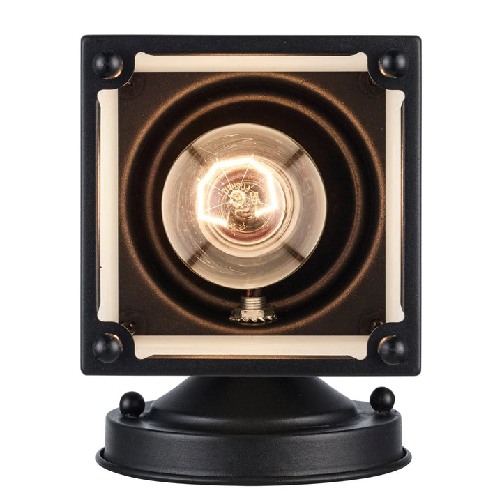 Trans Globe Patrician 1-Light, Open Base Square Wall Lantern - Black / Frosted