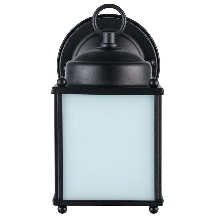 Trans Globe Patrician 1-Light, Open Base Square Wall Lantern - Black / Frosted