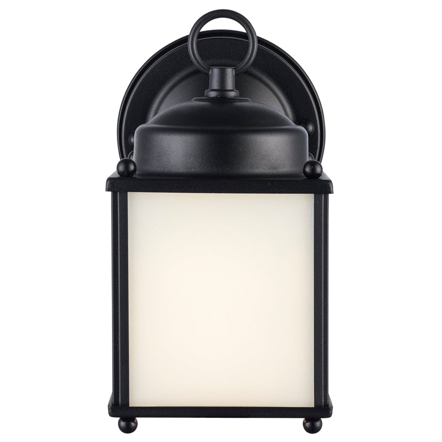 Trans Globe Patrician 1-Light, Open Base Square Wall Lantern - Black / Frosted