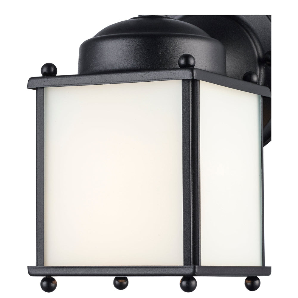 Trans Globe Patrician 1-Light, Open Base Square Wall Lantern - Black / Frosted