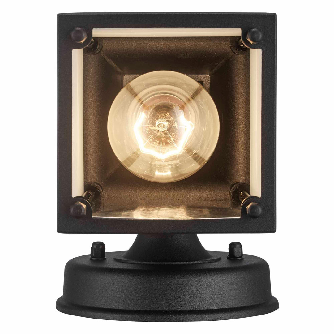 Trans Globe Patrician 1-Light, Ring Top ,Clear Glass Open Base Square Wall Lantern - Black / Frosted