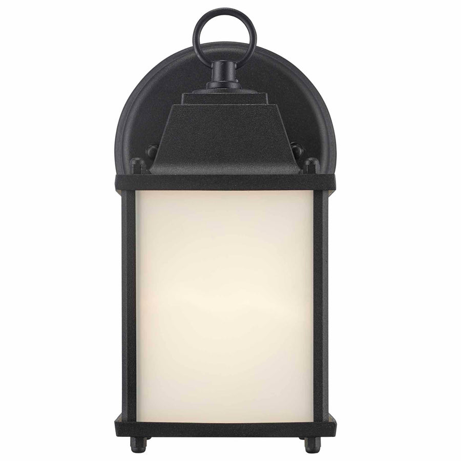 Trans Globe Patrician 1-Light, Ring Top ,Clear Glass Open Base Square Wall Lantern - Black / Frosted