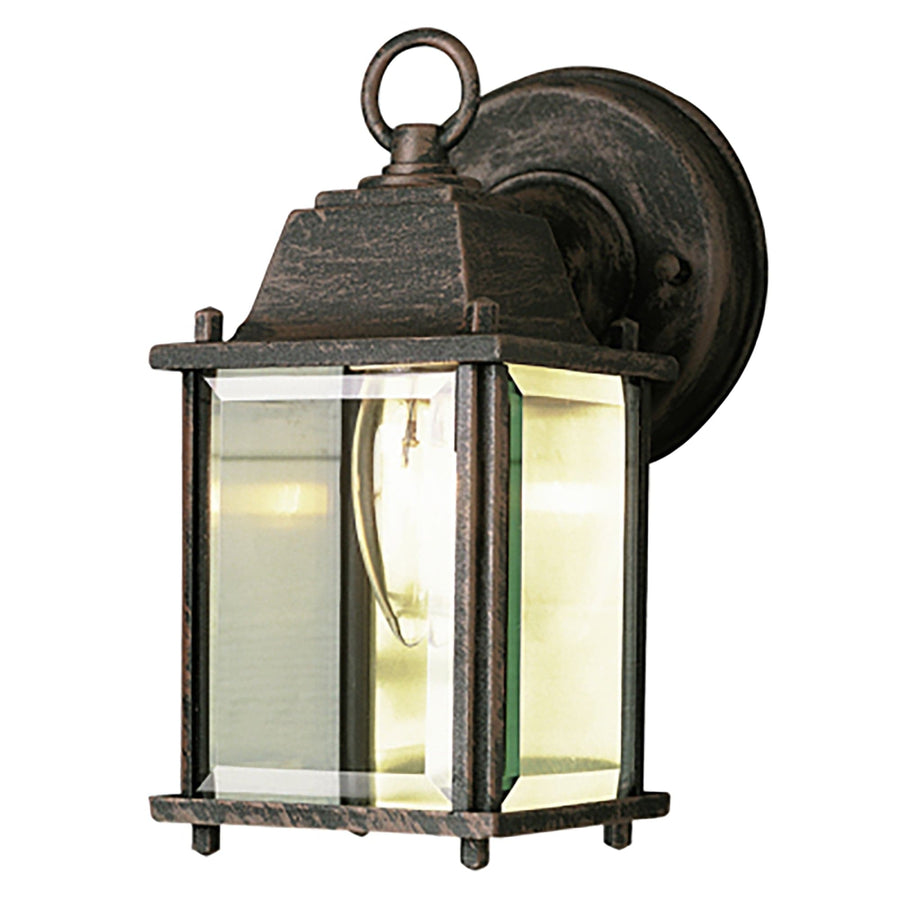 Trans Globe Patrician 1-Light, Ring Top ,Clear Glass Open Base Square Wall Lantern - Rust