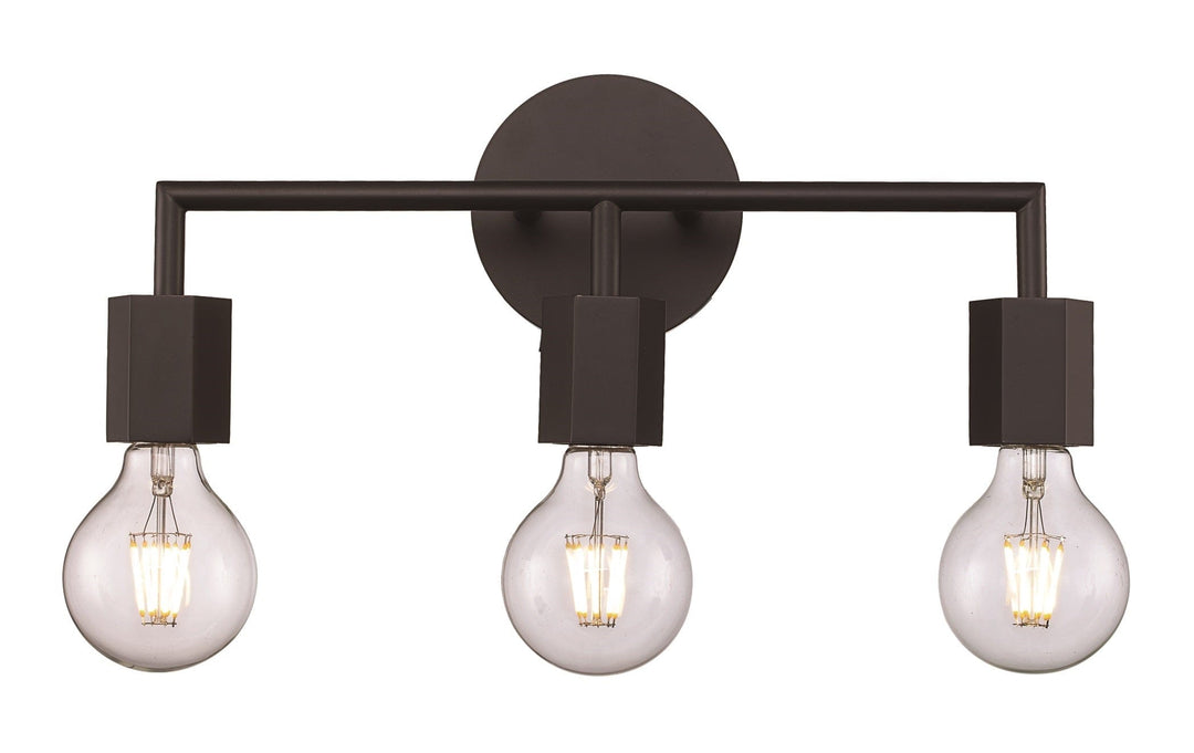 Trans Globe Placerville Bulb-Style Industrial 3-Light Vanity Hexon Light - Black