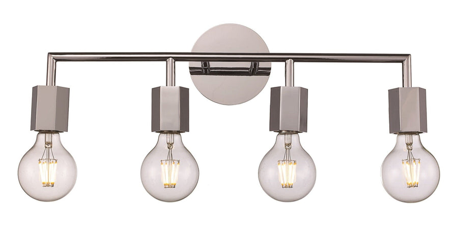 Trans Globe Placerville Bulb-Style Industrial 4-Light Vanity Light Hexon - Polished Chrome