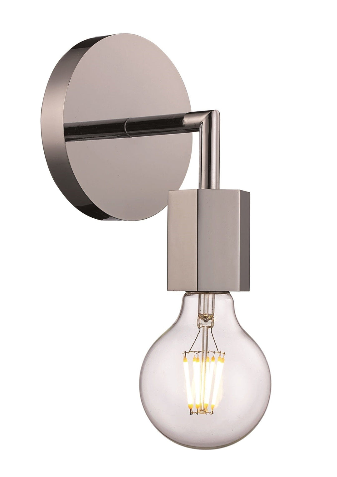 Trans Globe Placerville Bulb-Style Industrial Armed Wall Sconce Hexon Light - Polished Chrome