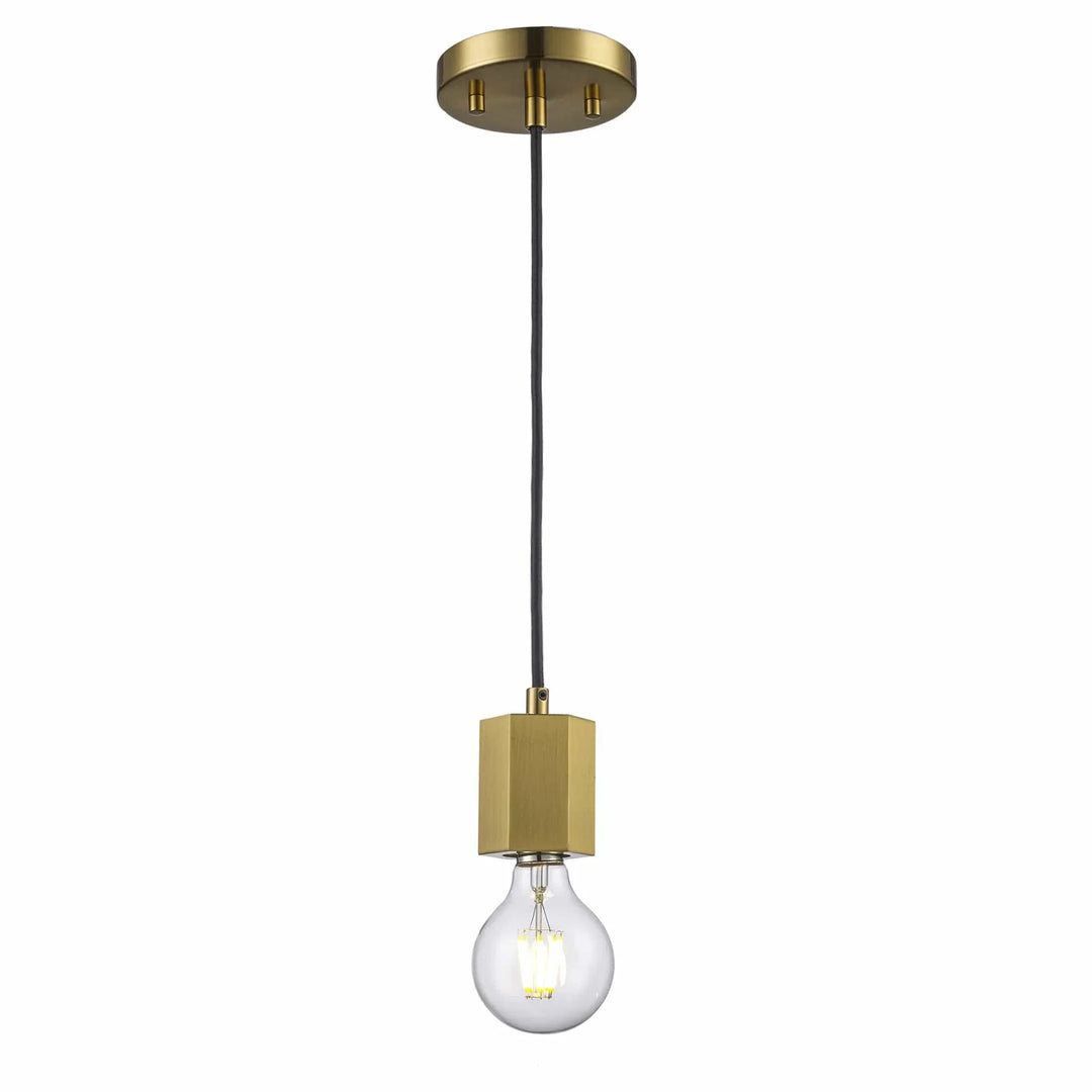 Industrial pendant light with exposed bulb and antique gold hexagon socket for modern interiors