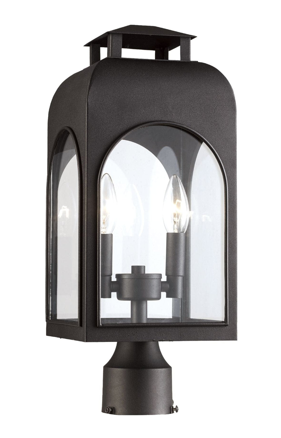 Trans Globe Presence Collection 2-Light Arched Frame Post Mount Lantern Head- Black